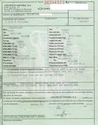 Scrapping Vehicle chevrolet tacuma 1.6 cat of the year 2006 powered a16dms