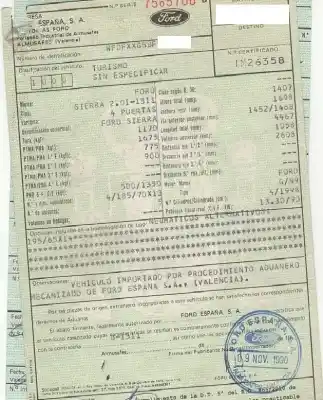 Veicolo di demolizione ford sierra berlina * dell'anno 1990 alimentato n9a