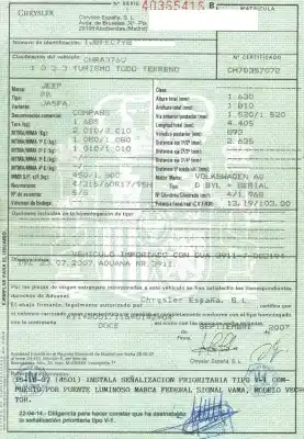 Veicolo di demolizione jeep compass 2.0 crd cat dell'anno 2007 alimentato byl