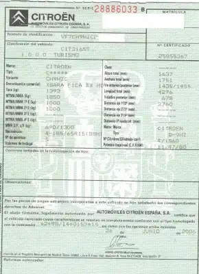 Veículo de Sucata citroen                                            xsara picasso (n68)                                                                                                                                                                                                                                        1.6 hdi                                                                                                                                                                                                                                                    do ano 2006 alimentado 9hz