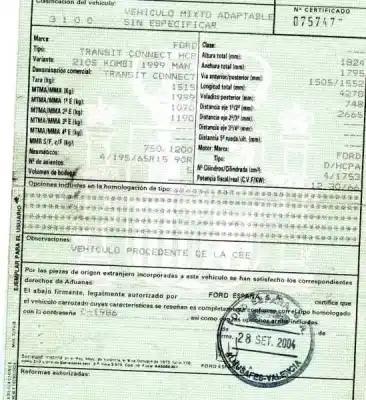 Scrapping Vehicle ford transit connect (tc7) 1.8 tdci cat of the year 2004 powered hcpa