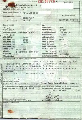 Veículo de Sucata renault megane i scenic (ja0) 1.9 dti diesel cat do ano 2002 alimentado f9qk732