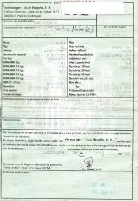 Scrapping Vehicle audi a3 (8l) 1.9 tdi ambiente of the year 2002 powered atd