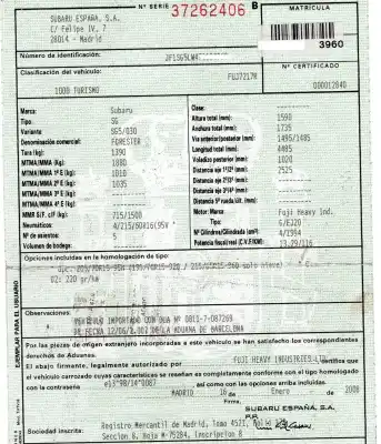 Veículo de Sucata subaru forester (sg_) 2.0 x awd (sg5) do ano 2008 alimentado ej20