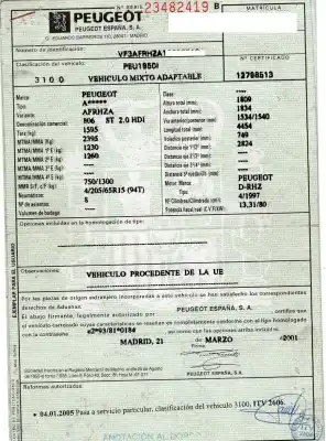 Veículo de Sucata peugeot 806 2.0 hdi do ano 2001 alimentado rhz