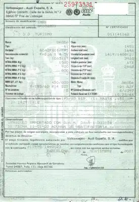 Утилизация автомобиля skoda fabia (6y2/6y3) 1.4 года 2001 питание azf