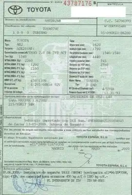 Утилизация автомобиля toyota verso (_r2_) 2.0 d-4d (aur20_) года 2009 питание 1ad