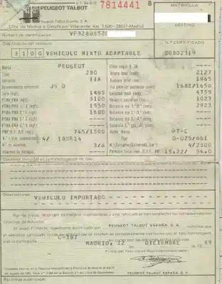 Veículo de Sucata peugeot j5 (280) 2.5 diesel do ano 1989 alimentado u25
