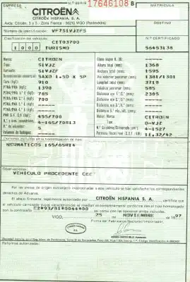 Veículo de Sucata citroen saxo 1.5 diesel do ano 1997 alimentado vjz