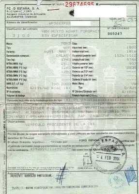 Veículo de Sucata ford galaxy (vy) 1.9 tdi cat do ano 2004 alimentado auy