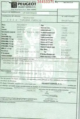 Scrapping Vehicle peugeot 307 break/sw (s2) 1.6 hdi of the year 2006 powered 9hz