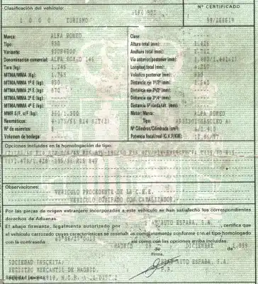 Scrapping Vehicle alfa romeo 146 1.9 jtd cat of the year 1999 powered ar32302