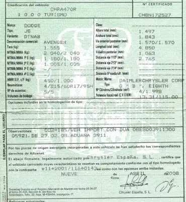 Veículo de Sucata dodge avenger se do ano 2008 alimentado eighth