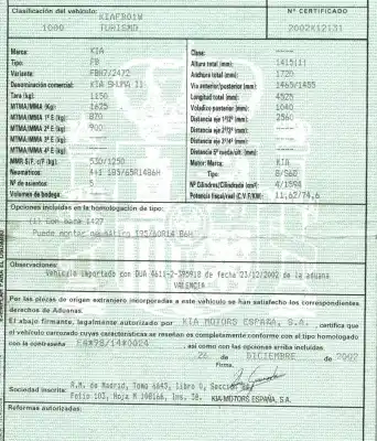 Vehicul casat kia shuma ii 1.6 ls 4 berlina al anului 2002 alimentat s6d