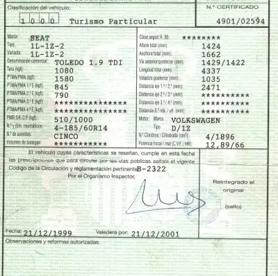 Здавання транспортного засобу seat toledo (1l) 1.9 tdi року 1995 потужний 1z Здавання транспортного засобу seat toledo (1l) 1.9 tdi року 1995 потужний 1z