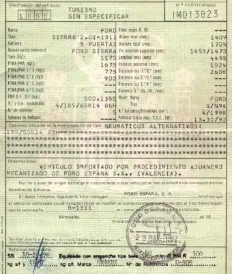 Veicolo di demolizione ford sierra berlina 2.0 dell'anno 1992 alimentato n9a