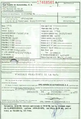 Scrapping Vehicle opel frontera a 2.5 turbodiesel of the year 1998 powered vm41b