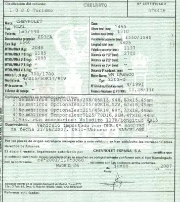 Veículo de Sucata chevrolet epica 2.0 diesel cat do ano 2007 alimentado z20s