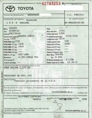 Scrapping Vehicle toyota auris 1.4 16v cat of the year 2008 powered 4zz