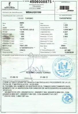 Veículo de Sucata bmw serie 1 berlina (e81/e87) 2.0 16v diesel do ano 2005 alimentado 204d4