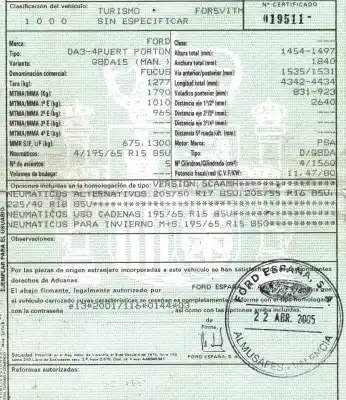 Scrapping Vehicle ford focus berlina (cap) 1.6 tdci cat of the year 2005 powered g8da