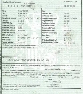 Veículo de Sucata peugeot 1007 1.4 16v cat (kfu / et3j4) do ano 2006 alimentado kfu