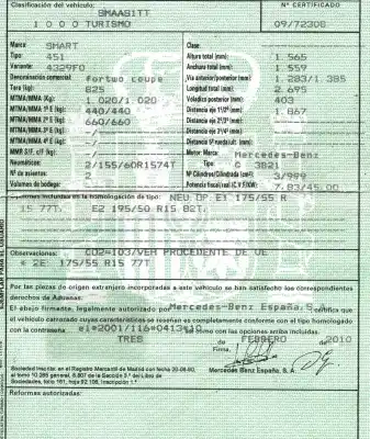 Утилизация автомобиля smart coupe 1.0 cat года 2010 питание 3b21