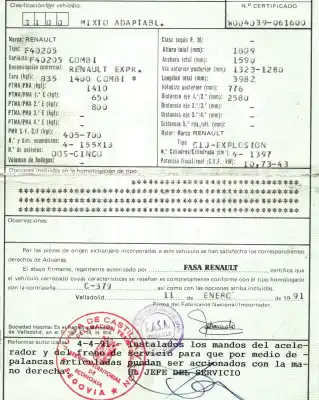 Здавання транспортного засобу renault rapid/express (f40) 1.4 року 1991 потужний c1eg7