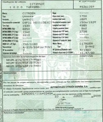 Утилизация автомобиля citroen c4 picasso i monospace (ud_) 1.6 hdi года 2008 питание 9hz