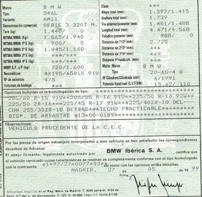 Veículo de Sucata bmw serie 3 berlina (e46) 2.0 24v do ano 1999 alimentado 20-6s-4 g