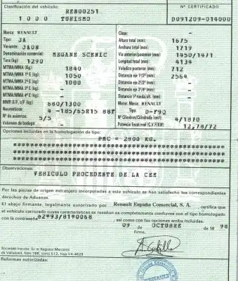 Здавання транспортного засобу renault megane i scenic (ja0) 1.9 dti diesel cat року 1998 потужний f9q