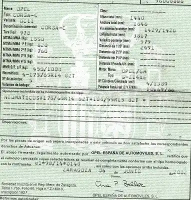 Утилизация автомобиля opel corsa d (s07) 1.4 (l08 l68) года 2002 питание z14xe