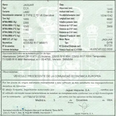 Veículo de Sucata jaguar s-type 2.7 v6 diesel cat do ano 2004 alimentado 7b