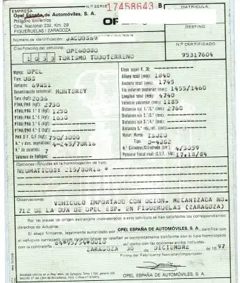 Veículo de Sucata opel monterey 3.1 turbodiesel do ano 2000 alimentado 4jg2