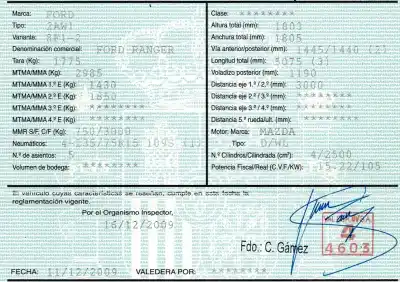 Здавання транспортного засобу ford ranger (es) 2.5 tdci cat року 2009 потужний wl