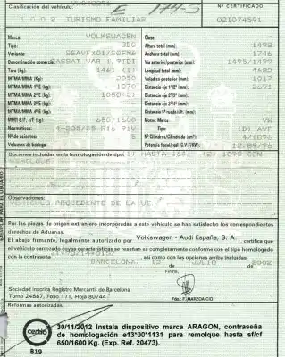 Утилизация автомобиля volkswagen passat b5.5 variant (3b6) 1.9 tdi года 2002 питание avf