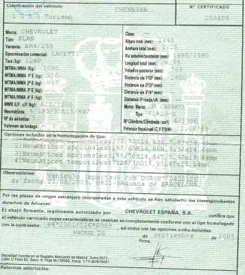 Scrapping Vehicle chevrolet lacetti cdx of the year 2005 powered f18d3