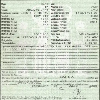 Здавання транспортного засобу seat leon (1m1) 1.9 tdi року 2001 потужний asv