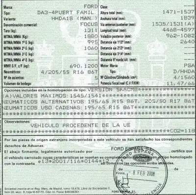 Scrapping Vehicle ford focus lim. (cb4) 1.6 tdci cat of the year 2008 powered hhda