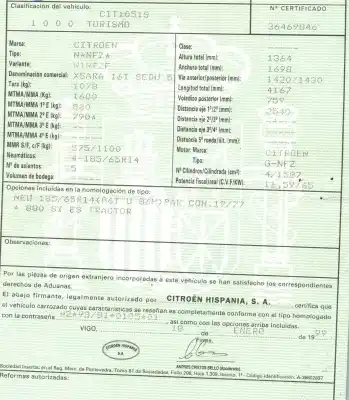 Veículo de Sucata citroen xsara berlina 1.6 lx do ano 1999 alimentado nfz