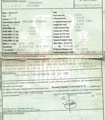 Veicolo di demolizione renault scenic (ja..) 1.6 16v authentique (ja0b/11) dell'anno 2001 alimentato k4ma708