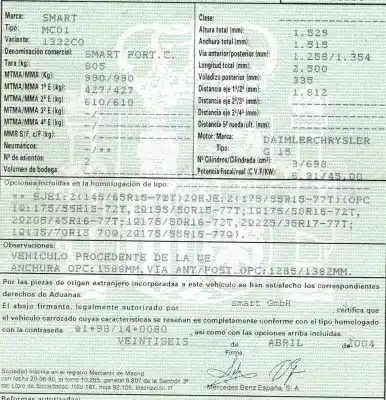 Утилизация автомобиля smart cabrio 0.7 turbo cat года 2004 питание g 15