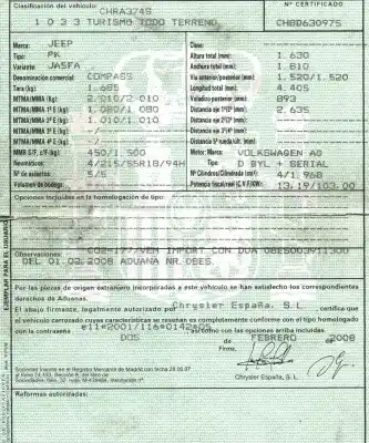 Veicolo di demolizione jeep compass 2.0 crd cat dell'anno 2008 alimentato byl