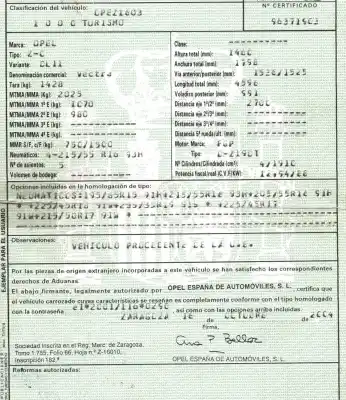 Scrapping Vehicle opel vectra c berlina 1.9 cdti of the year 2004 powered z19dt