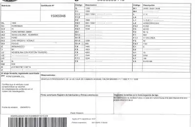 Veículo de Sucata ford focus lim. (cb8) 1.0 ecoboost cat do ano 2015 alimentado m1dd