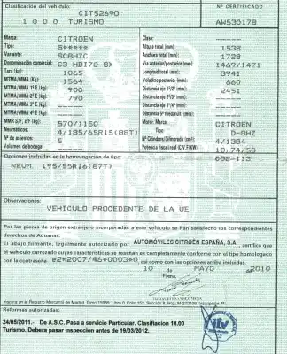 Scrapping Vehicle citroen c3 ii (sc_) 1.4 hdi 70 (sc8hzc sc8hr0 sc8hp4) of the year 2010 powered 8hz