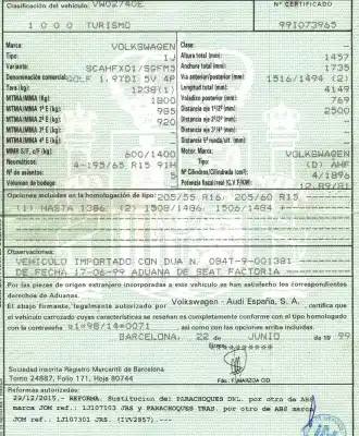 Sloopvoertuig volkswagen golf iv berlina (1j1) 1.9 tdi van het jaar 1999 aangedreven ahf