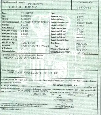 Здавання транспортного засобу peugeot 407 sw (6e_, 6d_) 2.0 hdi 135 року 2006 потужний rhr