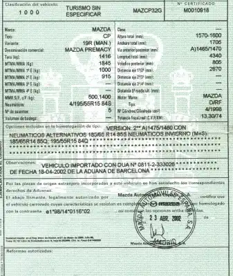 Здавання транспортного засобу mazda premacy (cp) 2.0 td року 2002 потужний rf
