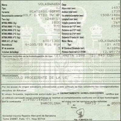 Veículo de Sucata volkswagen golf iv berlina (1j1) 1.9 tdi do ano 2003 alimentado atd